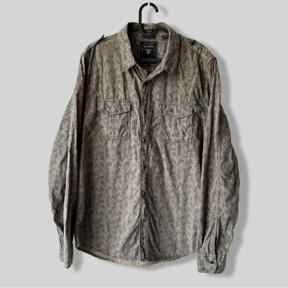 Guess Dillon Military Style Slim Fit Button Down Shirt